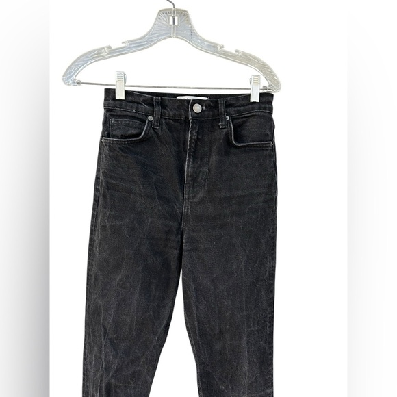 Reformation Liza Slit Hem Ultra High Rise Straight Long Jeans - Size 25 - Black - Picture 9 of 14